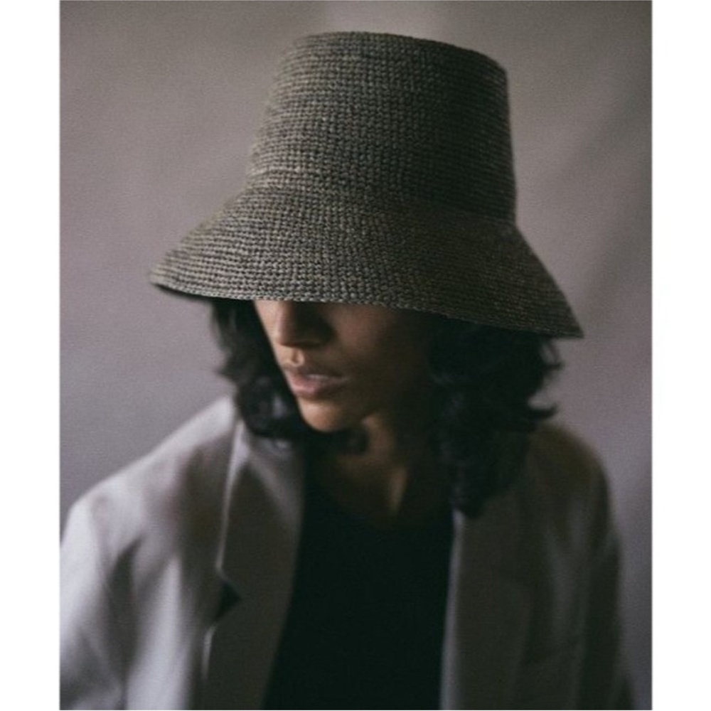 Janessa Leone Green Felix Large Brim Straw Multi Way Bucket Hat - Large
